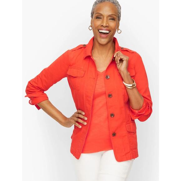 NWT Talbots Montauk Twill Jacket Size XL Petite Safari Utility Preppy Structured - Picture 1 of 13